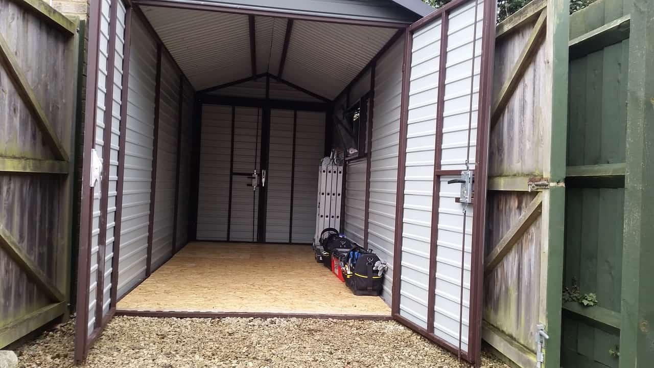 7x13ft Heavy Duty Metal Shed with 2x Double Door secure ...