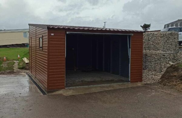 13ft x 18ft (4m × 5.5m) Metal Garage in Wood Effect Golden Oak Finish